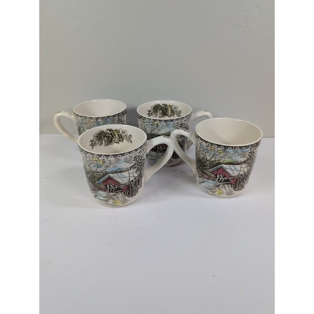 Lot of 4- Johnson Brothers The Friendly Village Coffee Cup Mug VINTAGE